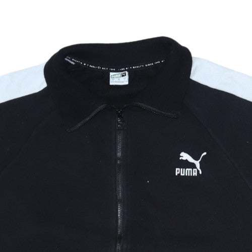 Puma Womens Black Full Zip Sweatshirt L Collared Logo Classic Fit