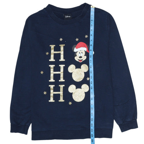 Disney Tu Women Blue Mickey Mouse Christmas Pullover Sweatshirt Size 18