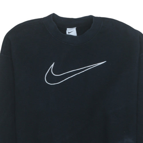 Nike Women's Black Crew Neck Pullover Sweatshirt M Dri-FIT Logo