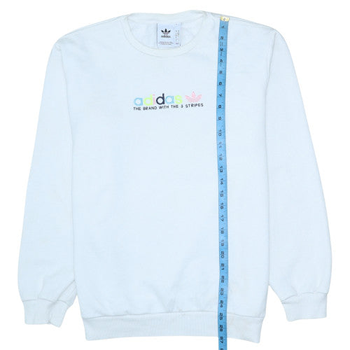 Adidas Men's White Sweatshirt L Crew Neck Pullover Logo Fleece