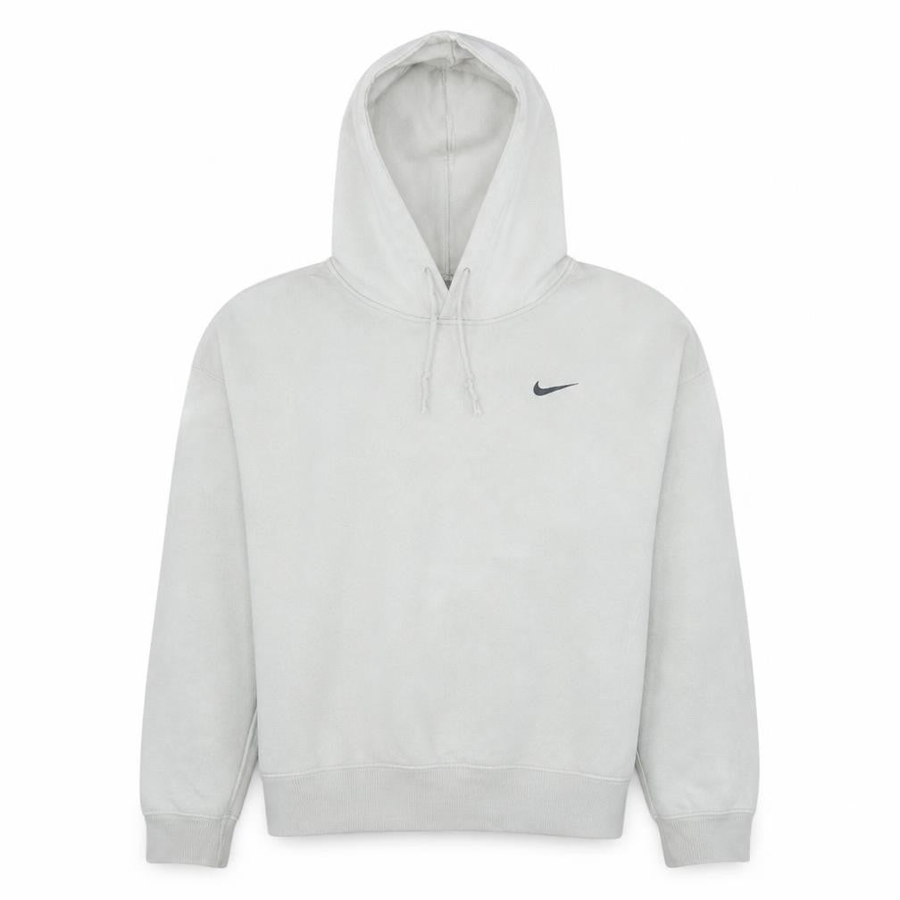 Front view of Nike Men's White Pullover Hoodie L Fleece Classic Logo Sweatshirt