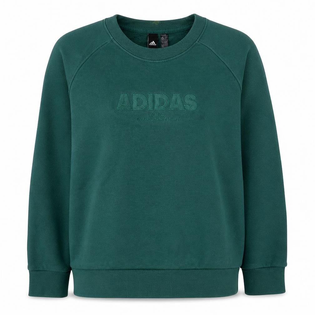Front view of Adidas women’s green crew neck pullover sweatshirt l