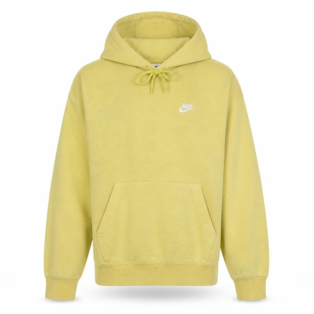 Front view of Nike Men’s Yellow Pullover Hoodie XS Fleece Logo Lightweight