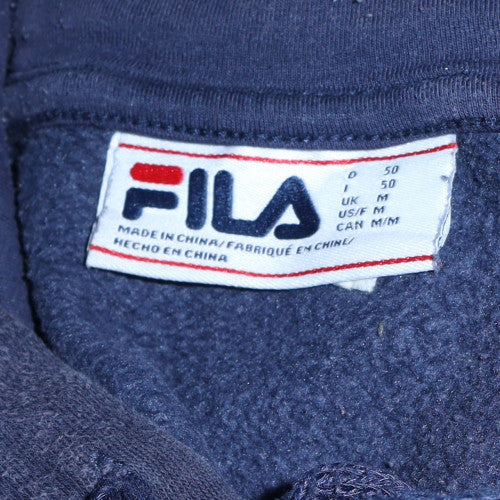 FILA Men's Blue Pullover Hoodie Medium Fleece Logo Sweatshirt
