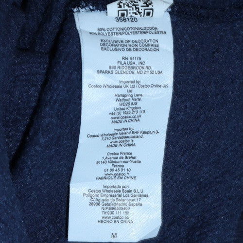 FILA Men's Blue Pullover Hoodie Medium Fleece Logo Sweatshirt