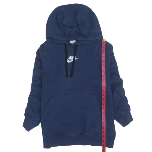 Nike Men's Blue Pullover Hoodie Small Logo Fleece Sweatshirt