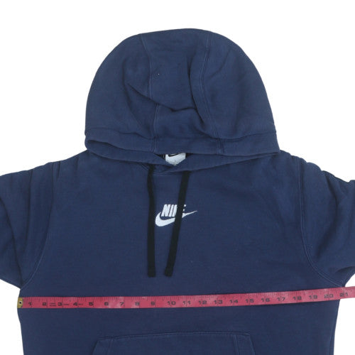 Nike Men's Blue Pullover Hoodie Small Logo Fleece Sweatshirt