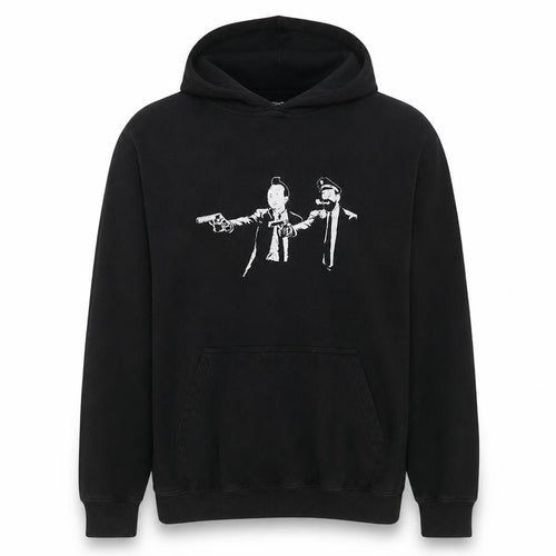 Just Hoods Mens Black XL Pullover Hoodie with Graphic Print