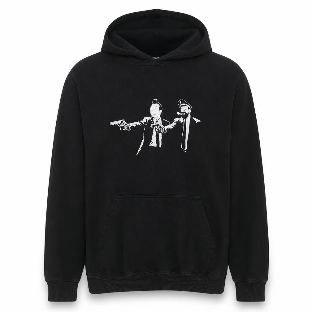 Just Hoods Mens Black XL Pullover Hoodie with Graphic Print