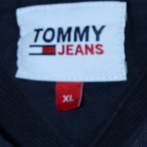 Tommy Jeans Men's Navy Blue Hoodie XL Pullover Logo Embroidered