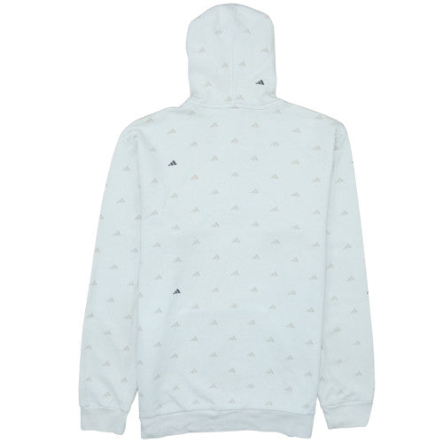 Adidas Men White Logo Pullover Hoodie L Regular Fit Fleece