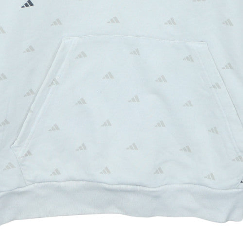 Adidas Men White Logo Pullover Hoodie L Regular Fit Fleece