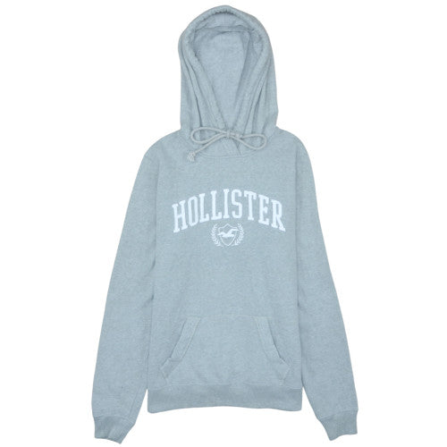 Hollister Mens Grey Pullover Hoodie S Fleece Logo Sweatshirt