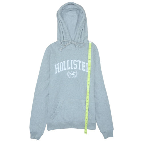 Hollister Mens Grey Pullover Hoodie S Fleece Logo Sweatshirt