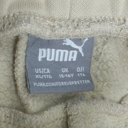 Puma Girls Beige Jogger Sweatpants 15-16 Years Elastic Waist Fleece Lined