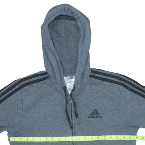 Adidas Men Grey Full Zip Hoodie Size S Regular Fit Sports Fleece