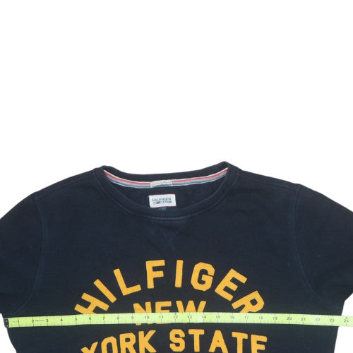 Tommy Hilfiger Men Blue L Pullover Sweatshirt Crew Neck Logo Print