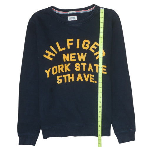 Tommy Hilfiger Men Blue L Pullover Sweatshirt Crew Neck Logo Print