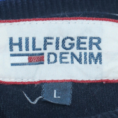 Tommy Hilfiger Men Blue L Pullover Sweatshirt Crew Neck Logo Print