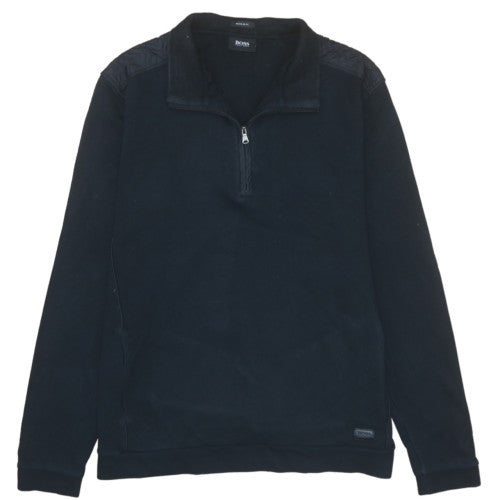 Hugo Boss Mens Black L Regular Fit 1/4 Zip Pullover Sweatshirt