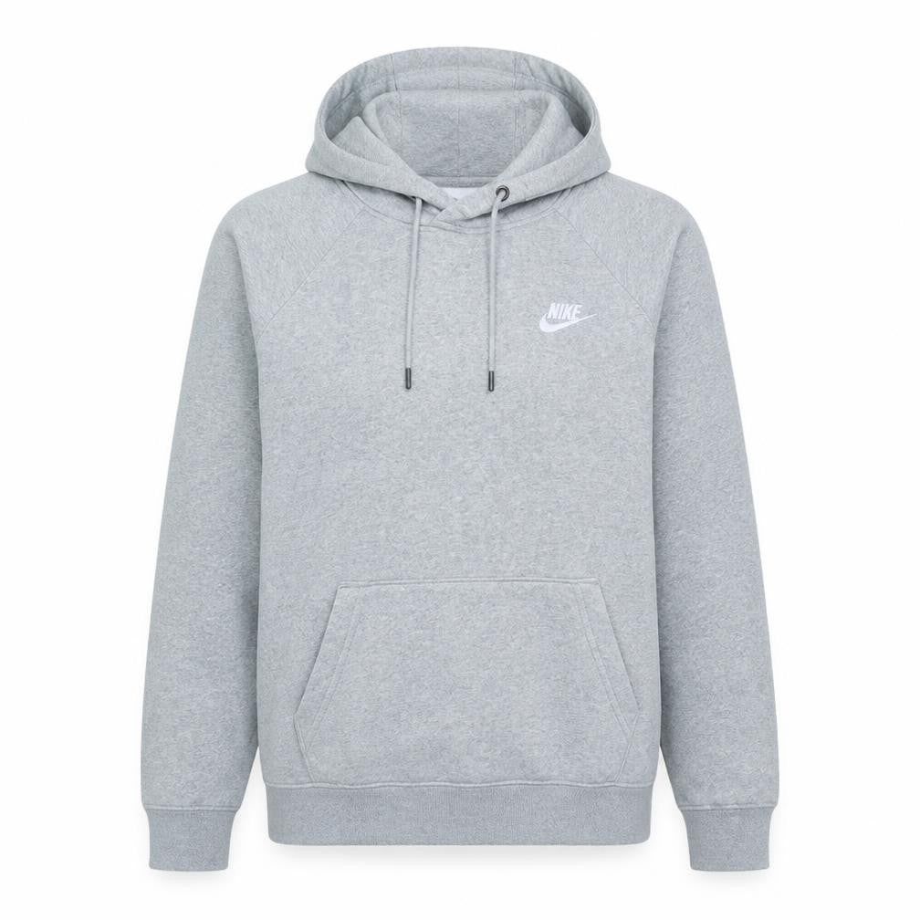 Front view of Nike women’s grey pullover hoodie m cotton blend casual sweatshirt