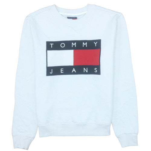 Tommy Jeans Men's White Logo Crew Neck Sweatshirt Size S