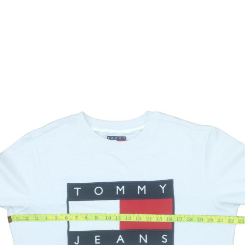 Tommy Jeans Men's White Logo Crew Neck Sweatshirt Size S