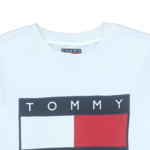 Tommy Jeans Men's White Logo Crew Neck Sweatshirt Size S