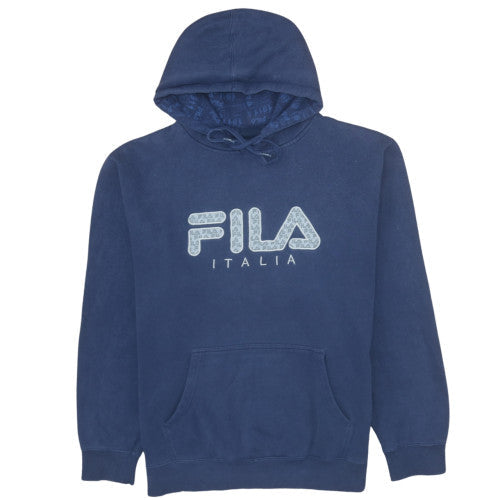 Fila Men’s Blue Pullover Hoodie XL Logo Graphic Fleece Sweatshirt