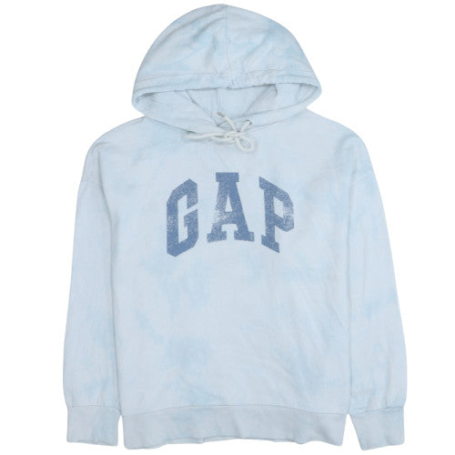 GAP Women Light Blue Hoodie Large Tie-Dye Pullover Cotton Blend