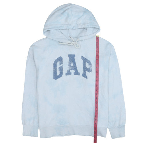 GAP Women Light Blue Hoodie Large Tie-Dye Pullover Cotton Blend