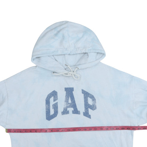 GAP Women Light Blue Hoodie Large Tie-Dye Pullover Cotton Blend