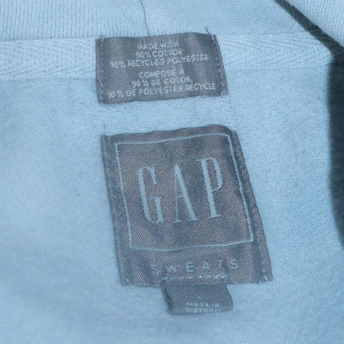 GAP Women Light Blue Hoodie Large Tie-Dye Pullover Cotton Blend