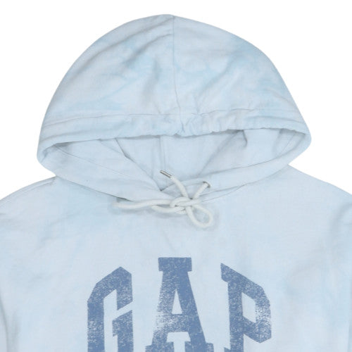 GAP Women Light Blue Hoodie Large Tie-Dye Pullover Cotton Blend