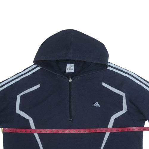 Adidas Men's Blue 2XL Half Zip Hooded Sweatshirt Fleece