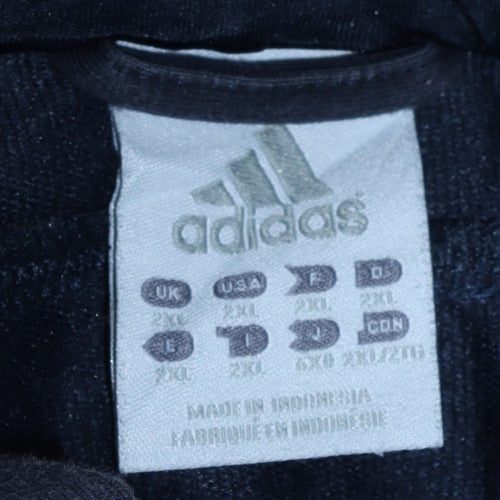 Adidas Men's Blue 2XL Half Zip Hooded Sweatshirt Fleece