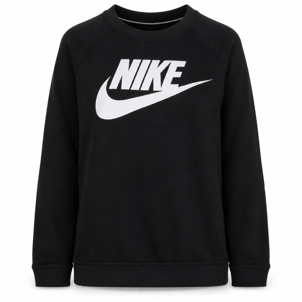 Front view of Nike Men Black Small Pullover Sweatshirt Crew Neck Logo Fleece