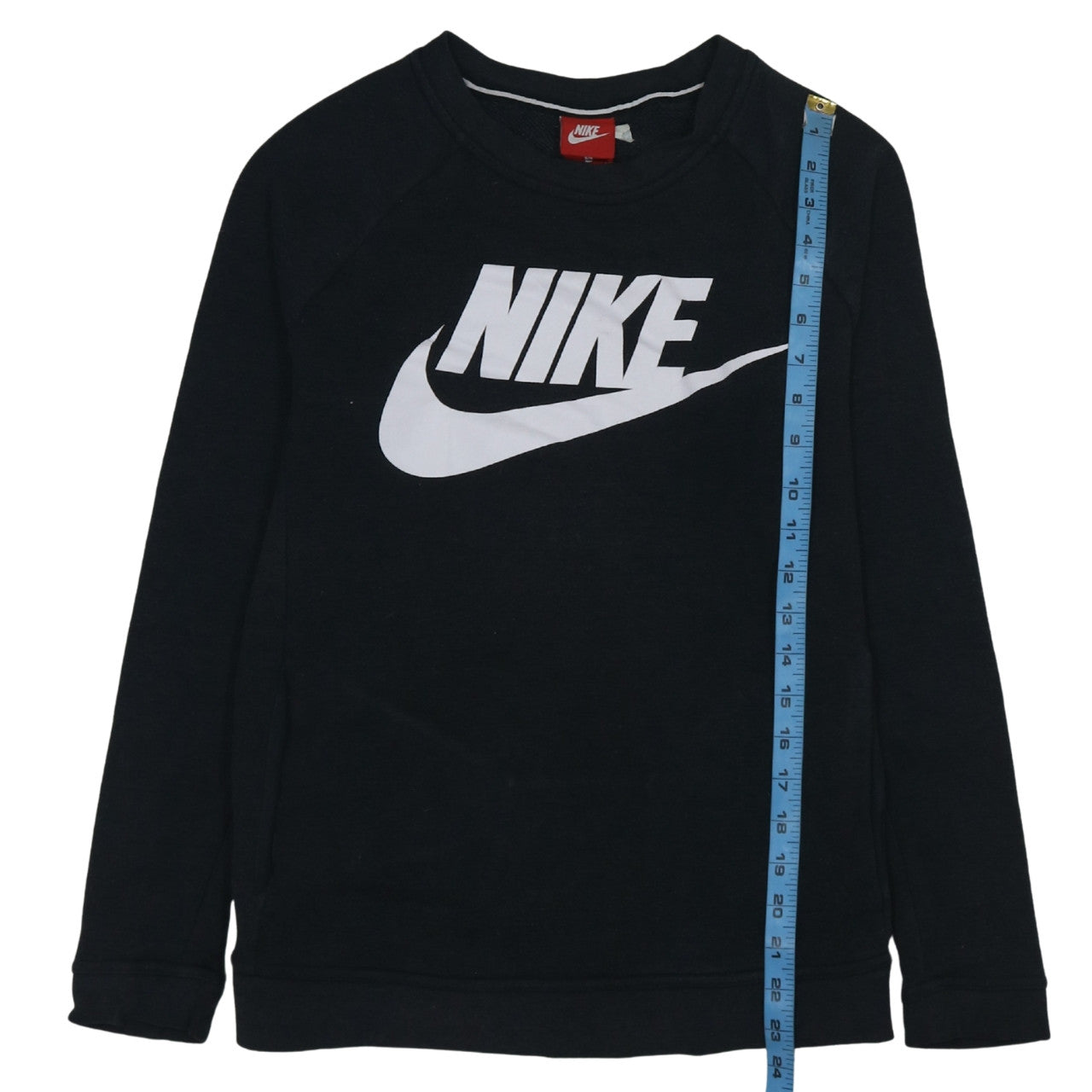 Nike Men Black Small Pullover Sweatshirt Crew Neck Logo Fleece