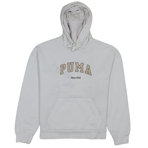 Puma Women's White Pullover Hoodie Size M Logo Fleece Sweatshirt