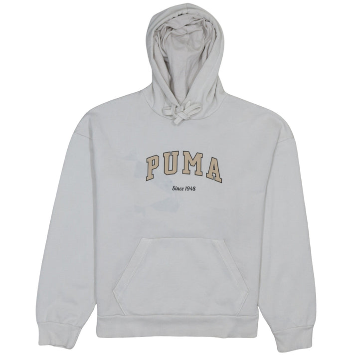 Puma Women's White Pullover Hoodie Size M Logo Fleece Sweatshirt
