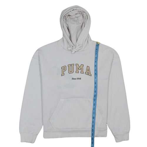 Puma Women's White Pullover Hoodie Size M Logo Fleece Sweatshirt