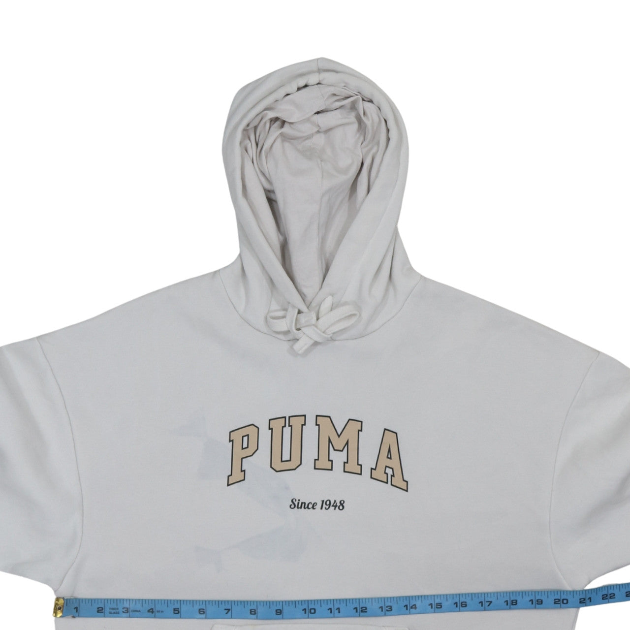 Puma Women's White Pullover Hoodie Size M Logo Fleece Sweatshirt