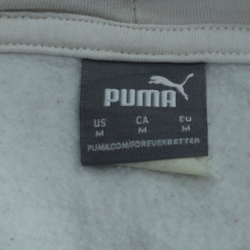 Puma Women's White Pullover Hoodie Size M Logo Fleece Sweatshirt
