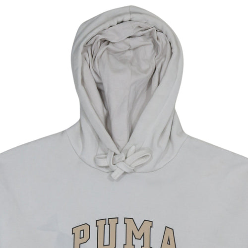 Puma Women's White Pullover Hoodie Size M Logo Fleece Sweatshirt
