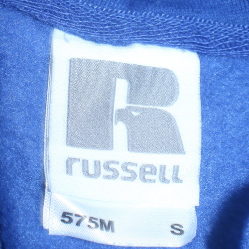 Russell Mens Blue Pullover Hoodie Small Sports Graphic Print