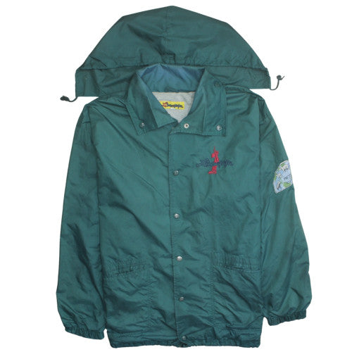 Lawrleki Mens Green Windbreaker Jacket L Hooded Lightweight Retro