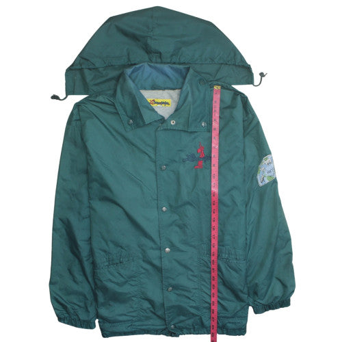 Lawrleki Mens Green Windbreaker Jacket L Hooded Lightweight Retro