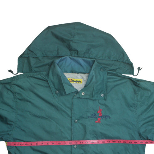 Lawrleki Mens Green Windbreaker Jacket L Hooded Lightweight Retro