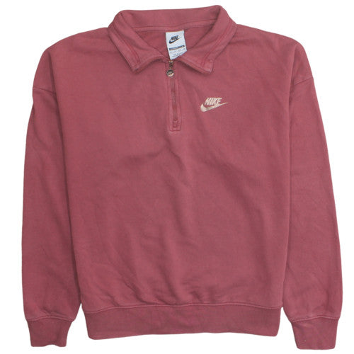 Nike Womens Pink XS 1/4 Zip Oversized Sweatshirt Cotton Blend