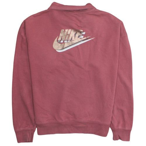 Nike Womens Pink XS 1/4 Zip Oversized Sweatshirt Cotton Blend